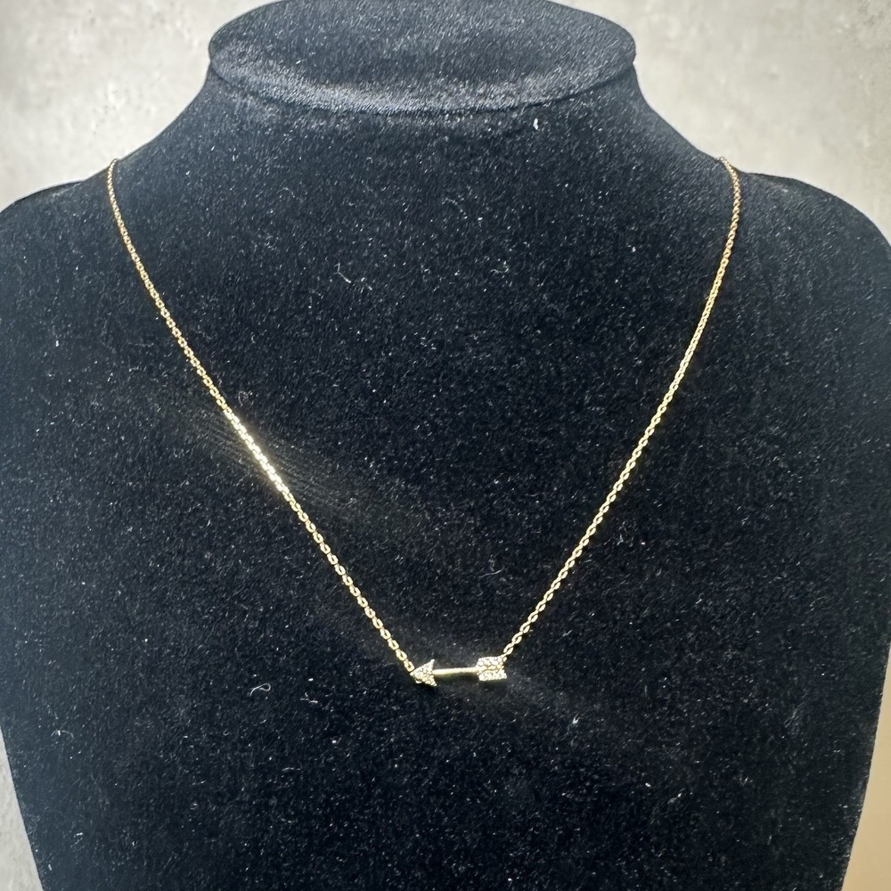 BaubleBar Gold‎ Pave Crystal Arrow Pendant Necklace Dainty Adjustable